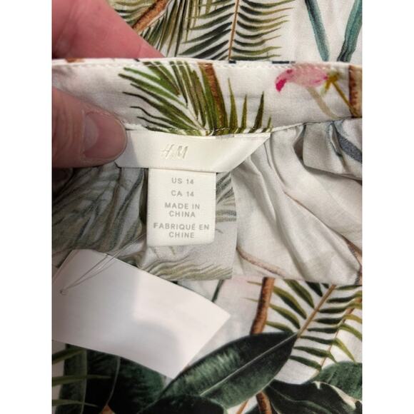 H&M Jungle Animal Print Jaguar Cat Oversized Tunic Blouse Flowy Tropical NWT 14 - Picture 8 of 15